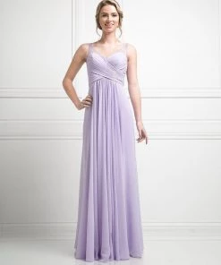 Ruched Long Sleeveless Dress By Cinderella Divine CJ214