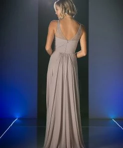 Ruched Long Sleeveless Dress By Cinderella Divine CJ214