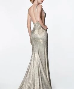 Long Sweetheart Glitter Dress By Cinderella Divine KC876