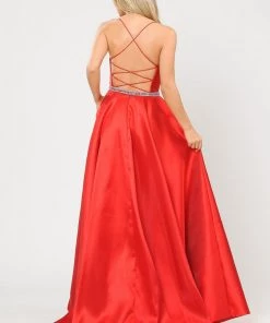 Long Sweetheart Mikado Dress With Corset Back By Poly USA 8688