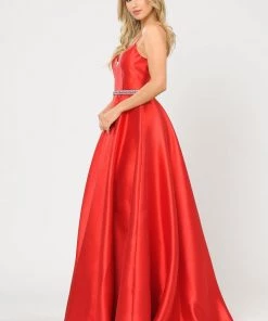 Long Sweetheart Mikado Dress With Corset Back By Poly USA 8688