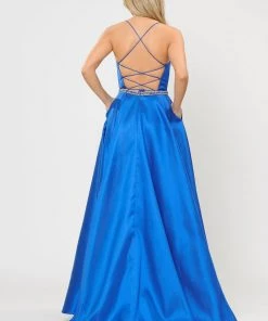 Long Sweetheart Mikado Dress With Corset Back By Poly USA 8688