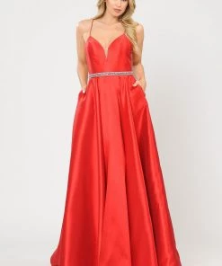 Long Sweetheart Mikado Dress With Corset Back By Poly USA 8688