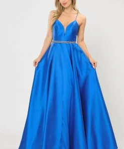 Long Sweetheart Mikado Dress With Corset Back By Poly USA 8688