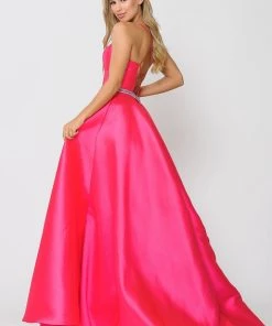 Long Sweetheart Mikado Dress With Corset Back By Poly USA 8688