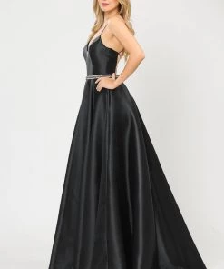 Long Sweetheart Mikado Dress With Corset Back By Poly USA 8688