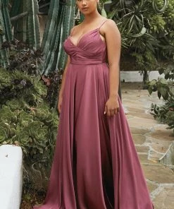 Long Sweetheart Satin Dress By Cinderella Divine 7485