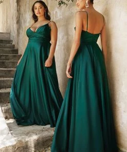 Long Sweetheart Satin Dress By Cinderella Divine 7485