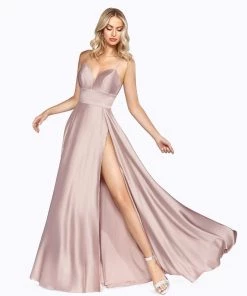 Prom Long Sweetheart Satin Dress With Slit By Cinderella Divine CJ523 30 Prom Long Sweetheart Satin Dress With Slit By Cinderella Divine CJ523