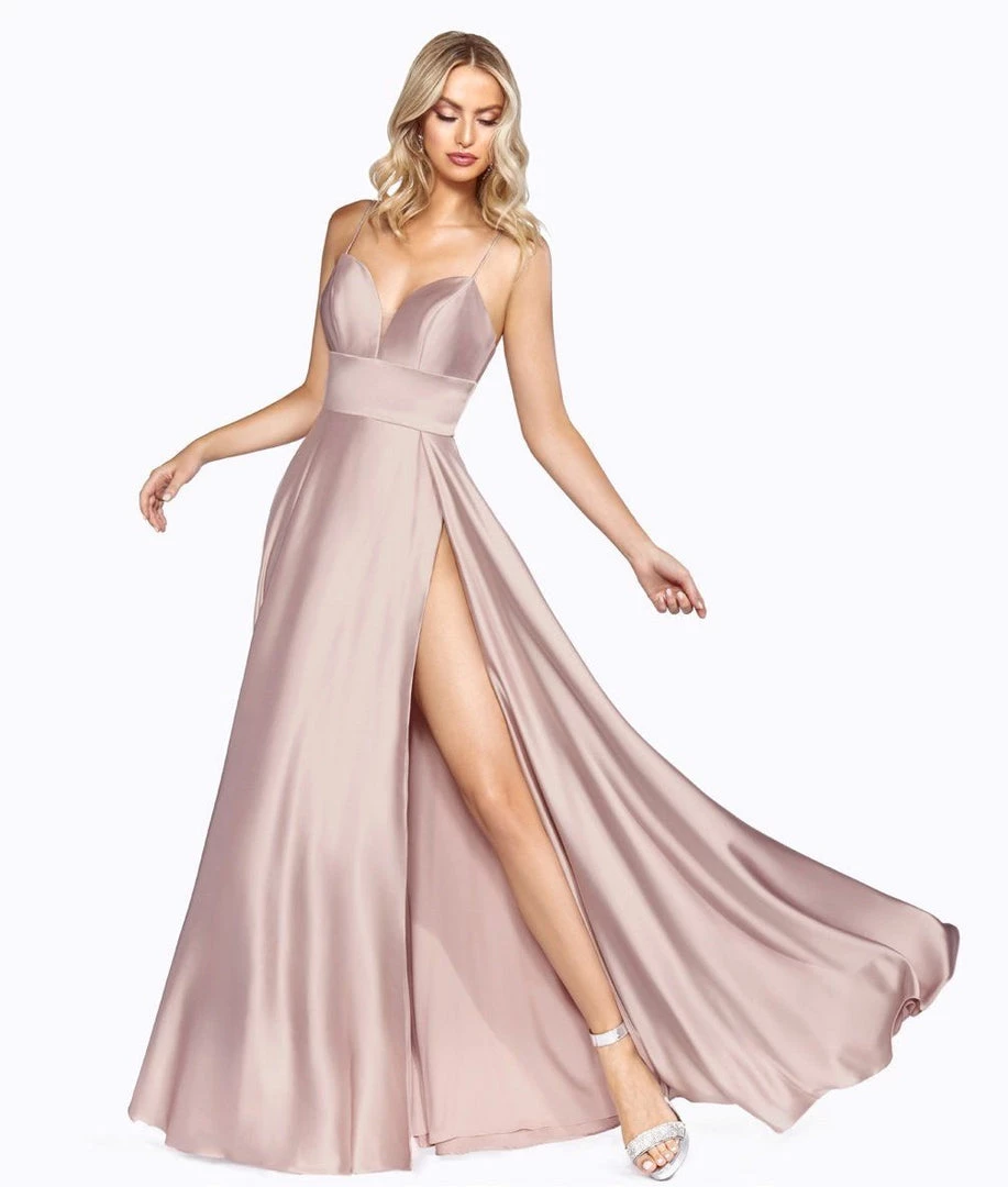 Prom Long Sweetheart Satin Dress With Slit By Cinderella Divine CJ523 14 Prom Long Sweetheart Satin Dress With Slit By Cinderella Divine CJ523