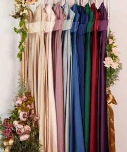 Prom Long Sweetheart Satin Dress With Slit By Cinderella Divine CJ523 22 Prom Long Sweetheart Satin Dress With Slit By Cinderella Divine CJ523