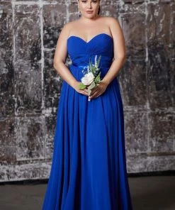 Long Strapless Twist Front Dress By Cinderella Divine 7455 Prom