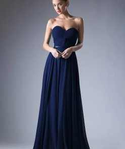 Long Strapless Twist Front Dress By Cinderella Divine 7455 Prom