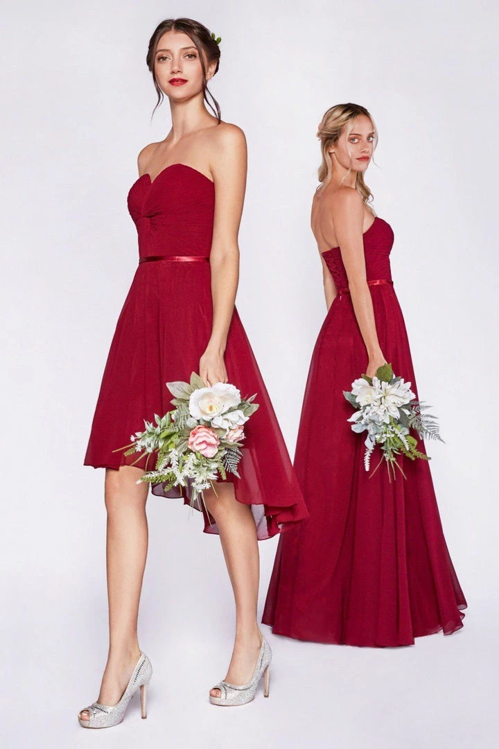 Long Strapless Twist Front Dress By Cinderella Divine 7455 7 Long Strapless Twist Front Dress By Cinderella Divine 7455