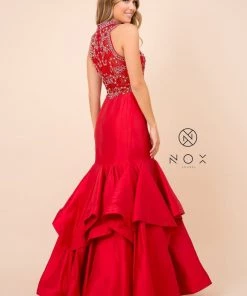 Prom Long Tiered Mermaid Dress With Jeweled Bodice By Nox Anabel 8330