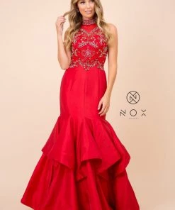 Prom Long Tiered Mermaid Dress With Jeweled Bodice By Nox Anabel 8330