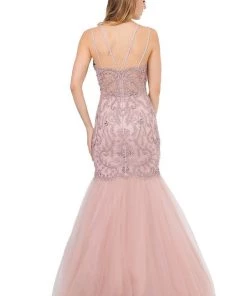 Long Trumpet Dress With Embellished Bodice By Poly USA 8352 Prom