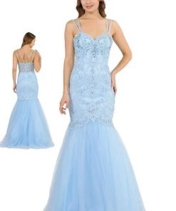 Long Trumpet Dress With Embellished Bodice By Poly USA 8352 Prom