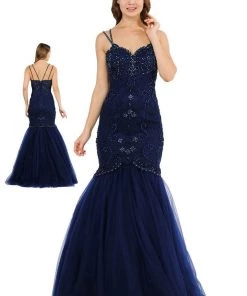Long Trumpet Dress With Embellished Bodice By Poly USA 8352 Prom
