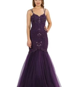 Long Trumpet Dress With Embellished Bodice By Poly USA 8352 Prom