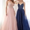 Beaded Long Tulle Dress By Cinderella Divine CD0154 Prom
