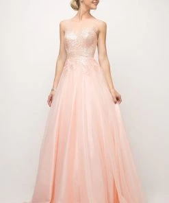 Applique Long Tulle Dress By Cinderella Divine UE009