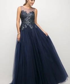 Applique Long Tulle Dress By Cinderella Divine UE009