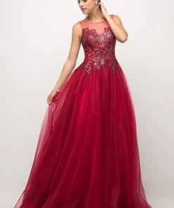 Applique Long Tulle Dress By Cinderella Divine UE009