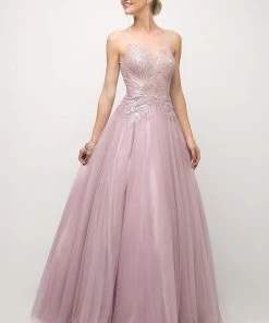 Applique Long Tulle Dress By Cinderella Divine UE009