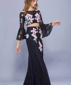 Long Two Piece Dress With Embroidered Lace By Nox Anabel 8288 Prom 8 Long Two Piece Dress With Embroidered Lace By Nox Anabel 8288 Prom