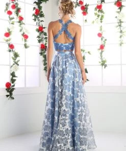 Floral Print Long Two Piece Dress By Cinderella Divine KD099