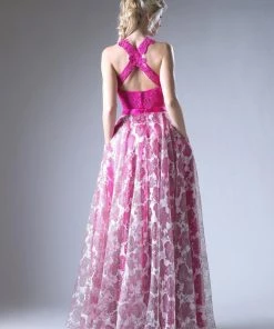 Floral Print Long Two Piece Dress By Cinderella Divine KD099