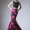 Floral Print Long Two Piece Dress By Cinderella Divine 8948