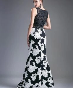 Floral Print Long Two Piece Dress By Cinderella Divine 8948