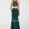 Long Two-Piece Dress With Halter Crop Top By Poly USA 7890