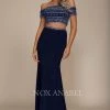 Long Two-Piece Off The Shoulder Navy Dress By Nox Anabel C082 Prom