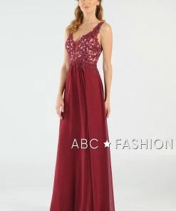 Long V-Neck Chiffon Dress With Lace Appliques By Poly USA 8012 Prom 22 Long V-Neck Chiffon Dress With Lace Appliques By Poly USA 8012 Prom