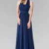 Long V-Neck Chiffon Halter Dress By Elizabeth K GL2362