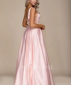 Long V-Neck Cutout Dress With Pockets By Nox Anabel M130