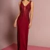 Long V-Neck Dress With Embroidered Bodice By Elizabeth K GL2614 Prom