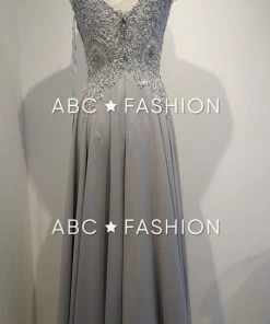 Applique Long V-Neck Dress By Elizabeth K GL2311