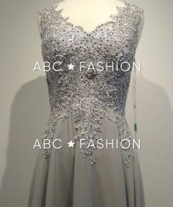 Applique Long V-Neck Dress By Elizabeth K GL2311