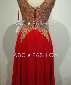 Applique Long V-Neck Dress By Elizabeth K GL2311