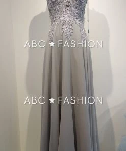 Applique Long V-Neck Dress By Elizabeth K GL2311