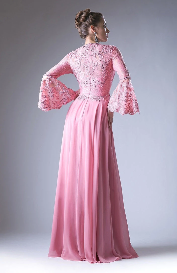 Long Lace Bell Sleeve Dress By Cinderella Divine CR774 9 Long Lace Bell Sleeve Dress By Cinderella Divine CR774