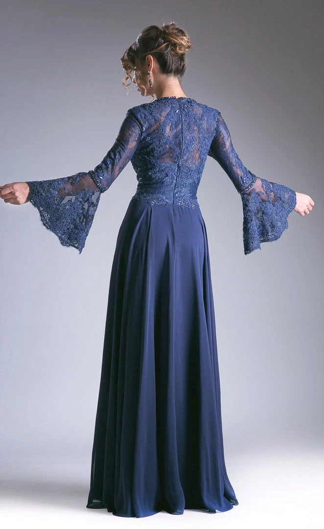 Long Lace Bell Sleeve Dress By Cinderella Divine CR774 10 Long Lace Bell Sleeve Dress By Cinderella Divine CR774