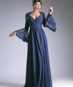Long Lace Bell Sleeve Dress By Cinderella Divine CR774 16 Long Lace Bell Sleeve Dress By Cinderella Divine CR774