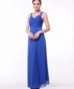 Ruched Long V-Neck Dress By Cinderella Divine 3984 Prom