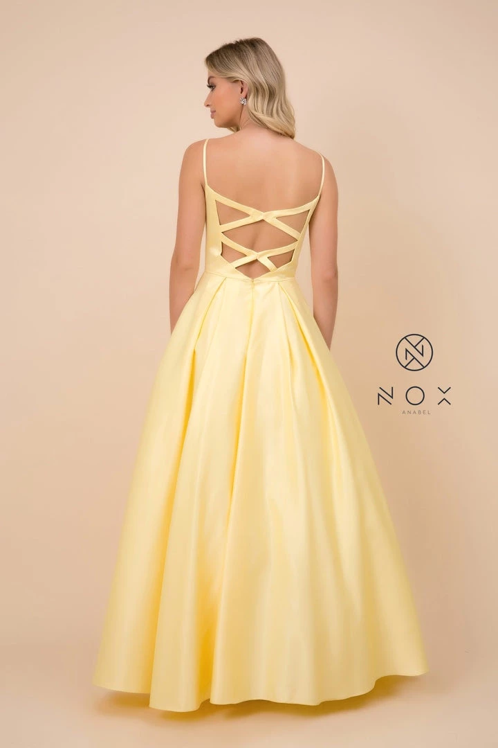 Prom Long V-Neck Dress With Strappy Back By Nox Anabel N308 4 Prom Long V-Neck Dress With Strappy Back By Nox Anabel N308
