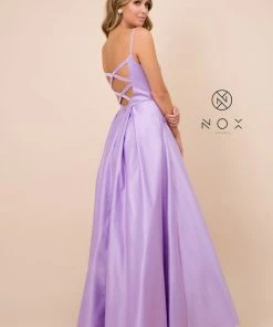 Prom Long V-Neck Dress With Strappy Back By Nox Anabel N308 17 Prom Long V-Neck Dress With Strappy Back By Nox Anabel N308